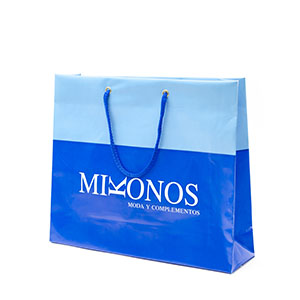 Bolsa de plástico personalizada con logotipo, diferentes modelos y formatos para tiendas. Bolsa shopper con asas.